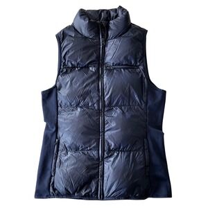Fabletics Navy Blue Quilted Puffer Vest Womens Size Medium Full Zip
